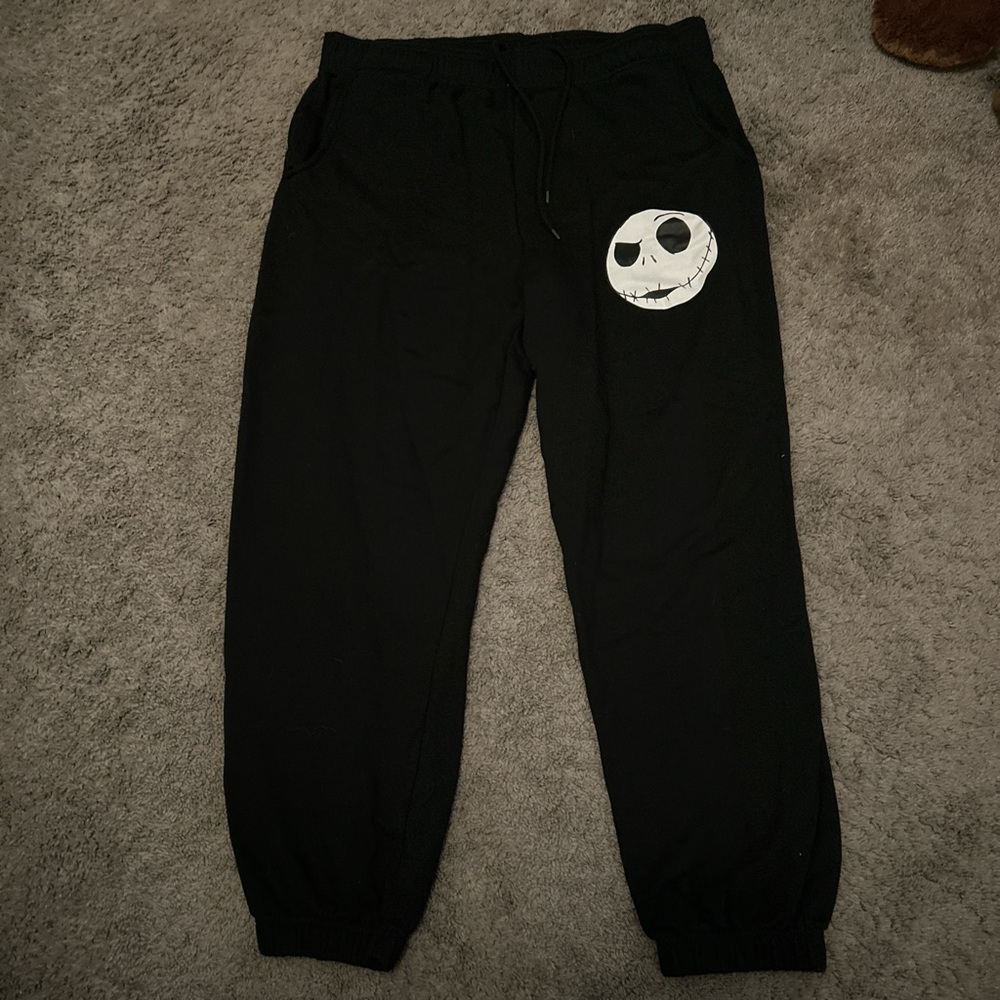 Black and white Cuffed Jack Skellington sweatpants